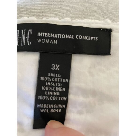 INC International Concepts Women's Jacket Sz 3X Cotton Linen Lace Insets White - Picture 8 of 13